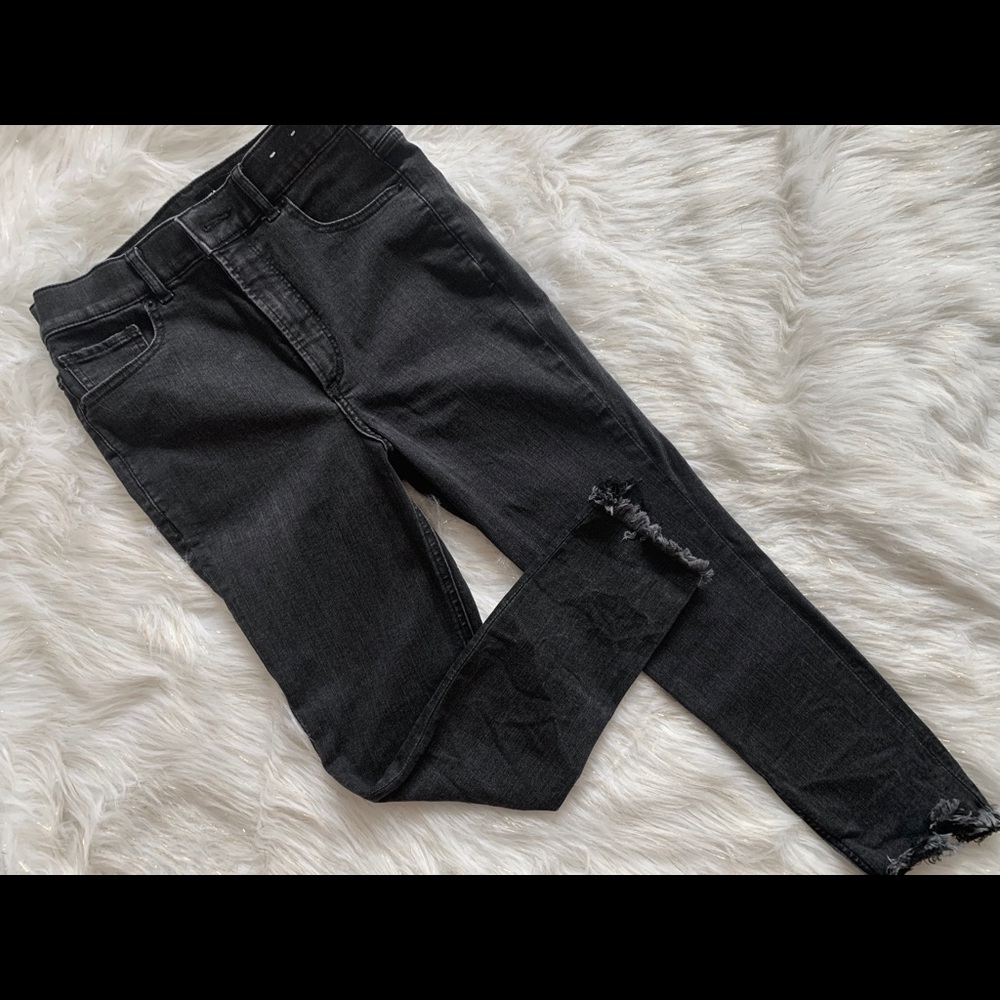 express stretch denim frayed pants, size 6R